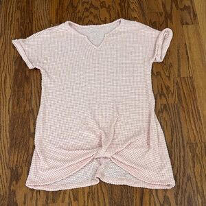 Cupshe, Women's, Notched Neck Short Sleeve Twisted Cover-Up Mini Dress, M, Pink